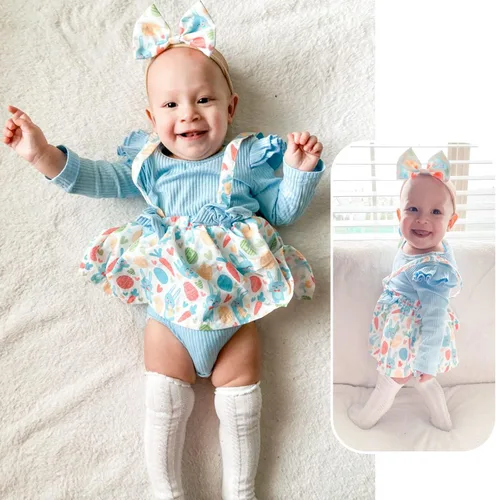 Vista 141 de Unutiylo Ropa de bebé recién nacida prematura con tirantes, traje de otoño e invierno, traje de manga larga con volantes