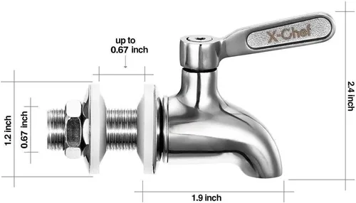 Vista 6 de X-Chef Reemplazo de la espita del dispensador de bebidas, espita de metal de acero inoxidable para tarro de vidrio y dispensador de bebidas