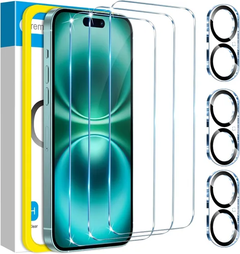 Vista 16 de Fotbor Compatible con 3 protectores de pantalla de iPhone Air con 1 juego de protector de lente de cámara, actualización 2025 9H+ vidrio templado
