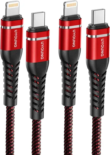 Vista 14 de Cargador corto para iPhone de 1 pie, paquete de 3 [certificado Apple MFi], cable USB a Lightning, cable de carga rápida trenzado de nailon