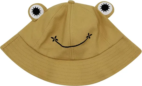 Vista 3 de ZGMYC Bonito sombrero de algodón con diseño de rana divertido para el verano, playa, sombrero de pescador para mujeres y niños
