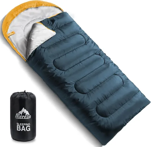 Vista 9 de MEREZA Sacos de Dormir XL para Adultos Clima Frío Saco de Dormir Grande y Ancho para Chicas y Chicos Grandes y Altos con Bolsa de Compresión
