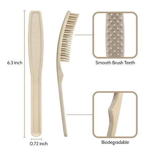 Vista 6 de CORAL 3 cepillos de pelo de bambú – 100% compuesto compostable de fibra de bambú a base de plantas, duradero, antiestático y resistente al calor