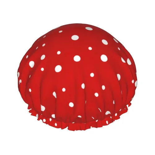 Vista 14 de Gorro de ducha reutilizable con estampado de cerdo rosa para mujer, doble capa impermeable, gorro de baño de secado rápido