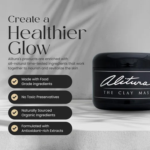 Vista 5 de Alitura Mascarilla facial de arcilla – Mascarilla facial exfoliante, hidratante y antienvejecimiento con vitamina C y polvo de perlas – Mascarilla