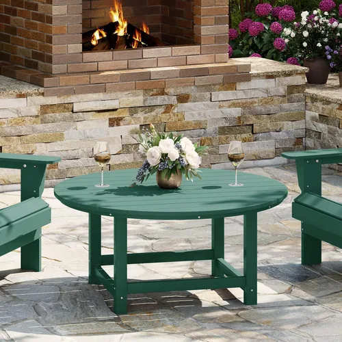Vista 11 de WestinTrends Mesa de café de patio cuadrada de HDPE Malibu para exteriores de bajo perfil, marrón oscuro