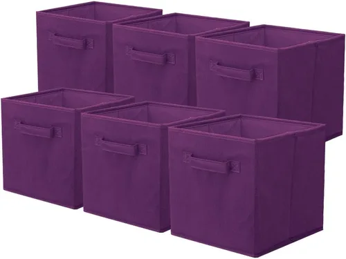 Vista 24 de PowerKing Cubos de almacenamiento plegables con asas, contenedores plegables de tela para estantes de armario, contenedores de almacenamiento