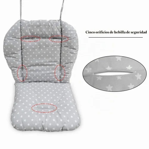 Vista 4 de Twoworld Cojín para silla alta, cojín de asiento de bebé grueso grande para silla de bebé, funda de almohadilla transpirable (gris de moda)