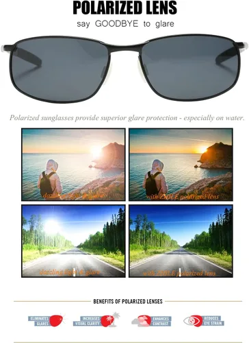 Vista 4 de ZHILE 8-base gafas de sol polarizadas con marco de metal, curvas, para hombre