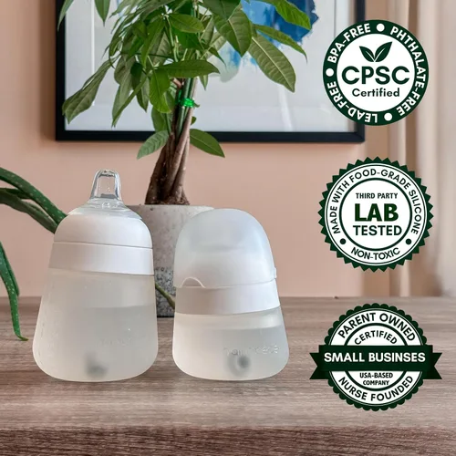 Vista 6 de Kit de conversión de vasos para biberones Nanobébé Flexy de silicona, 2 unidades, pezones de silicona suave de grado alimenticio y popote