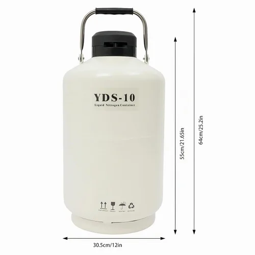 Vista 5 de YIYIBYUS Contenedor de nitrógeno líquido de 10L, tanque LN2 Dewar de nitrógeno líquido, tanque de semen de aleación de aluminio con funda protectora