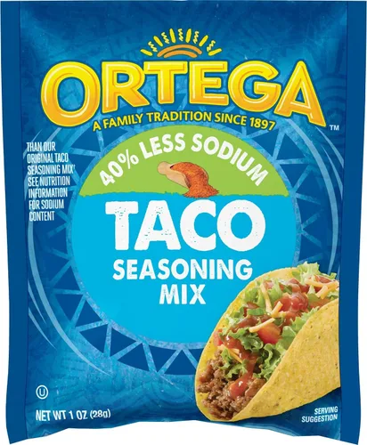 Vista 9 de Ortega Mezcla de condimentos, 40% menos de tacos de sodio, 1 onza