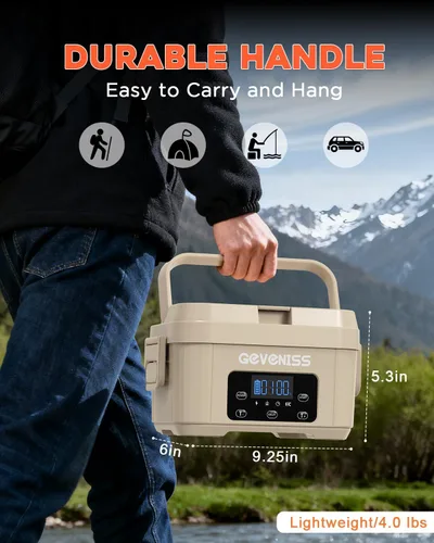 Vista 7 de Geveniss Lonchera Eléctrica Inalámbrica para Adultos – Caja de Almuerzo Calentada con Contenedor de Acero Inoxidable de 1100ML, Calentador