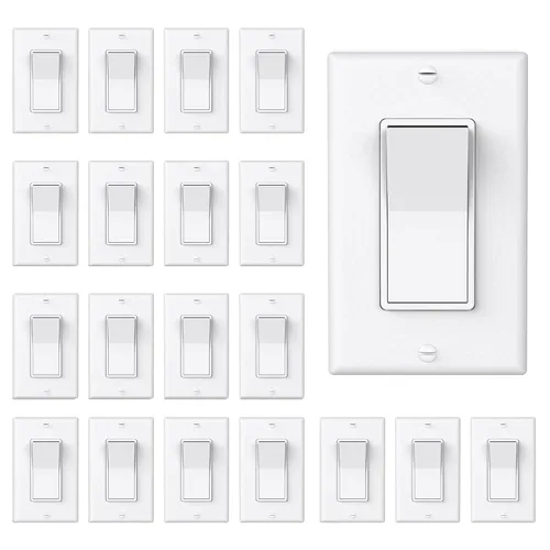 Vista 14 de ThunderWay - Interruptor de luz para decoración de 3 vías con placas de pared, 15 A 120/277 V, interruptores basculantes de pared Decora de tres