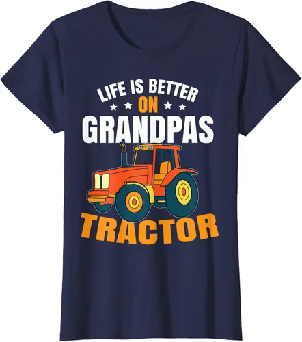 Vista 28 de Life Is Better On Grandpas Tractor Kids Farm Tractor Boy Camiseta, Negro
