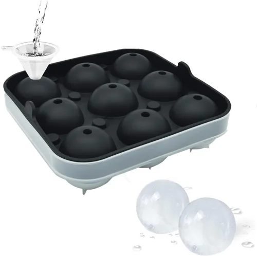 Vista 15 de Samuelworld - Gran molde para bolas de hielo con tapa, bolas de hielo de 6 x 2,5 pulgadas - Sin BPA, bandeja de hielo redonda de silicona fácil