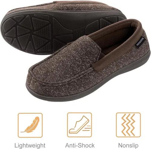 Vista 5 de RockDove Pantuflas tipo mocasín de espuma viscoelástica Tweed para hombre
