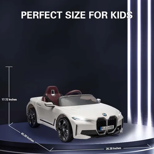Vista 2 de Coche eléctrico para niños 12V Ride on Toys Car con control remoto Blanco