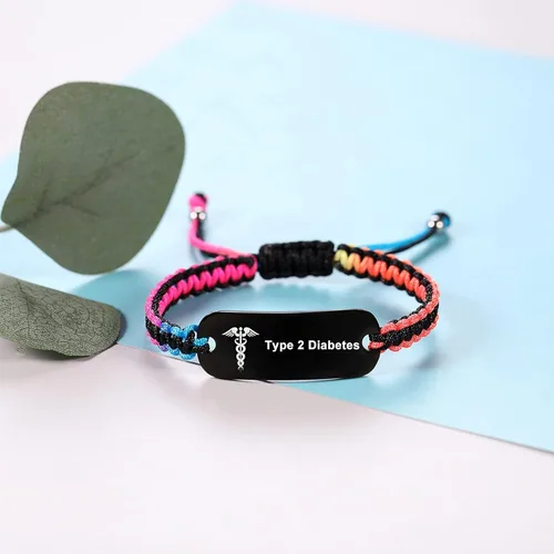 Vista 5 de Pulseras de alerta médica para mujeres y hombres Pulsera de identificación médica para hombres Pulsera de alerta médica para diabetes T1D T2D