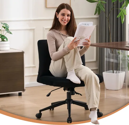 Vista 3 de NYPOT Silla de escritorio cruzada ajustable y sin brazos con ruedas