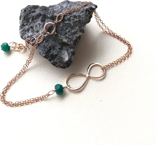 Vista 31 de Pulsera con dije de infinito con piedra natal, joyería hecha a mano, regalo para ella