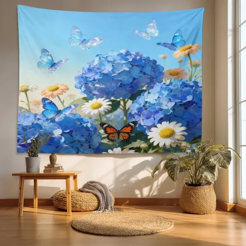 Vista 24 de Batmerry Peaceful Retreat Beautiful Landscape Polyester Tapestry, Blooming Garden Setting Lightweight Wall Hanging High-Definition Print Backdrop