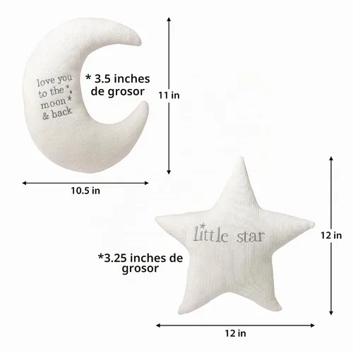 Vista 2 de Lillian Rose Juego de almohadas para cuarto de bebé con estrella blanca y luna gris