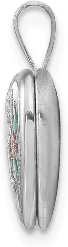 Vista 2 de Colgante de plata de ley 925 maciza con forma de cruz esmaltada, 0.472in, con forma de corazón de 0.472in, Metal