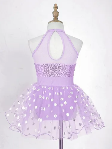 Vista 72 de CHICTRY Vestido tutú de ballet con lentejuelas brillantes para niñas y niñas, moderno disfraz de baile latino de jazz