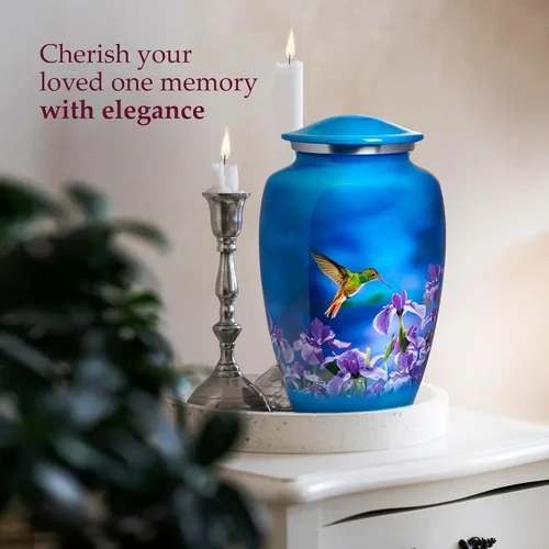Vista 7 de Trupoint Memorials Urnas de Cremación para Cenizas Humanas de Adultos Mujeres, Urna Funeraria Decorativa para Hombres y Mujeres – Grande, Colibrí