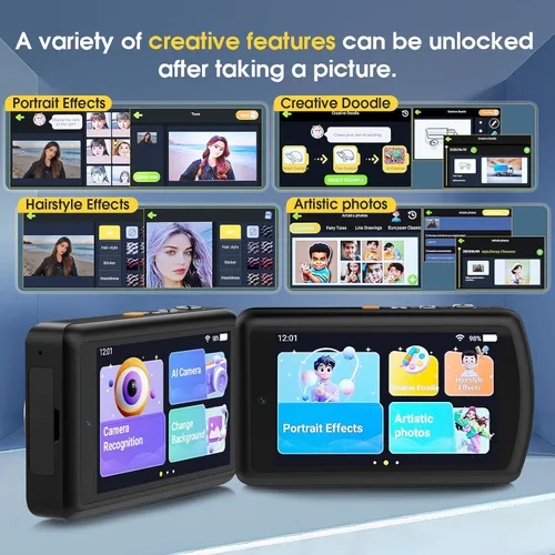 Vista 3 de Cámara digital AI, cámara AI de enfoque automático frontal y trasera, cámaras digitales compactas para fotografía con WiFi, reconocimiento