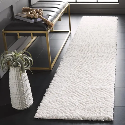 Vista 26 de SAFAVIEH Tahoe Shag Collection - Alfombra de pasillo, 2 x 9 pies, color beige, diseño geométrico, felpa de 1.2 pulgadas de grosor, ideal para zonas