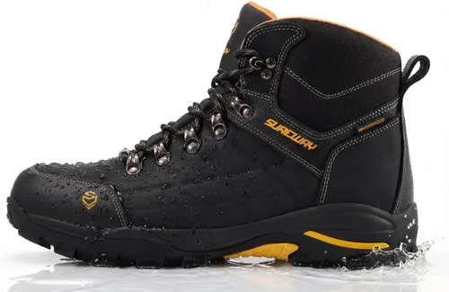 Vista 4 de SUREWAY Botas de trabajo para hombre de 6 pulgadas, suaves, impermeables, ligeras, impermeables, de cuero, con cordones, resistentes al Puntera