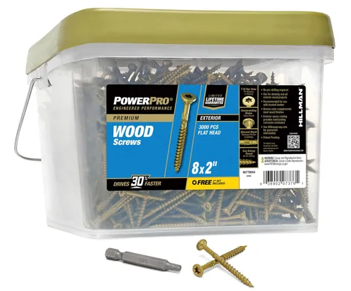 Vista 19 de Power Pro Tornillos de madera para exteriores de alta calidad, tornillos de cubierta multiusos #8 x 1-1/2 pulgadas para proyectos al aire libre
