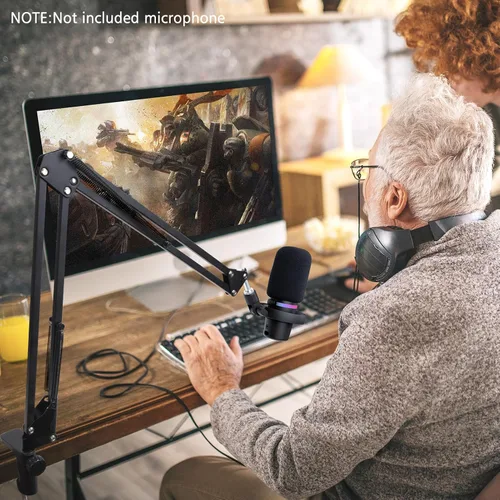 Vista 6 de HyperX DuoCast Boom Arm - Brazo de micrófono HyperX compatible con HyperX DuoCast, brazo de micrófono con cubierta de micrófono, mejora la calidad