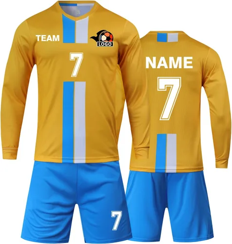 Vista 14 de Camiseta de fútbol personalizada para niños/niños/niñas/hombres/mujeres, camiseta y pantalón corto de fútbol personalizado con número de nombre