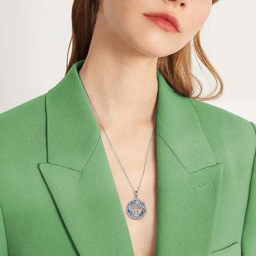 Vista 6 de ONEFINITY Collar de árbol de la vida para mujer, plata de ley, concha de abulón, cristal de árbol de la vida, collar con colgante de árbol