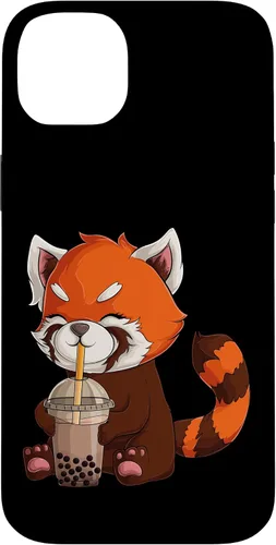Vista 15 de Kawaii Red Panda Drinking Boba Bubble Tea Japanese Anime Case for iPhone 17