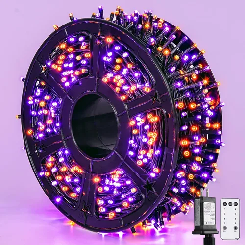 Vista 19 de JMEXSUSS 400 luces LED de Navidad rojas, blancas y verdes, luces de árbol de Navidad de 132 pies con control remoto, tira de luces para interiores