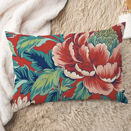 Vista 20 de ArogGeld Fundas de cojín de estilo chinoiserie, diseño de flores y pájaros, color rosa rubor, diseño de animales de pavo real, jardín asiático