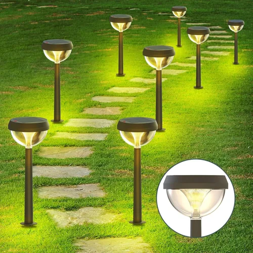Vista 11 de Linkind Paquete de 8 luces solares para camino, luces solares que cambian de color al aire libre, impermeables, multicolor/blanco cálido/blanco