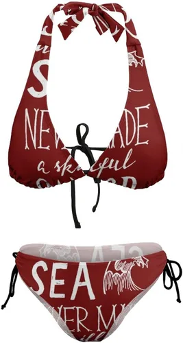 Vista 7 de Traje de baño para adolescentes con cuello en V A Smooth Sea 2 piezas traje de baño con correa ajustable para el mar