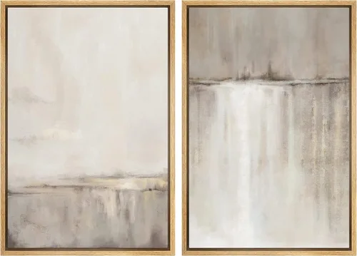 Vista 118 de SIGNWIN Lienzo enmarcado para pared, ilustraciones abstractas texturizadas en tonos beige terrosos, arte moderno, decorativo, contemporáneo