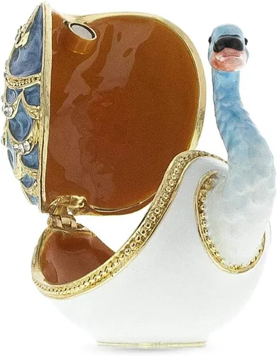 Vista 6 de BestPysanky Figurita de caja de baratija de cisne con joyas