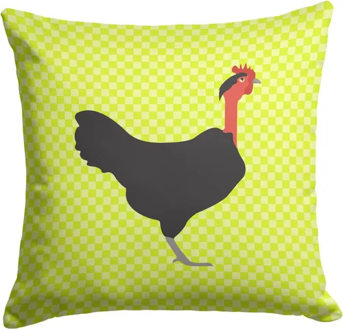 Vista 161 de Caroline's Treasures BB8163PW1414 Beltsville - Almohada decorativa de tela a cuadros pequeños, color blanco, pavo y gallina azul, lavable a máquina