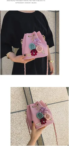Vista 2 de Bzybel - Bolso de mano para mujer, diseño de flores en 3D