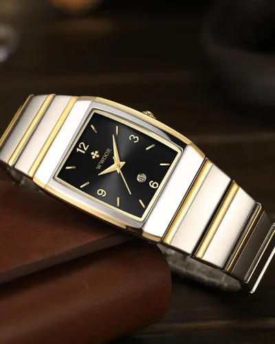 Vista 8 de WWOOR Relojes cuadrados para hombres y mujeres, reloj cuadrado de acero inoxidable para hombre con fecha, reloj casual con fecha cuadrada