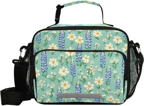 Vista 19 de Vangogh - Lonchera para niños con diseño de noche estrellada, organizador de doble aislamiento, impermeable y reutilizable, bolsa de comida