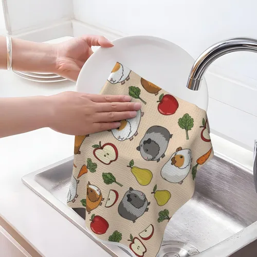 Vista 6 de Kitchen Gifts Waffle Weave Dish Towel 16x26 in Guinea Pigs Pattern (877)