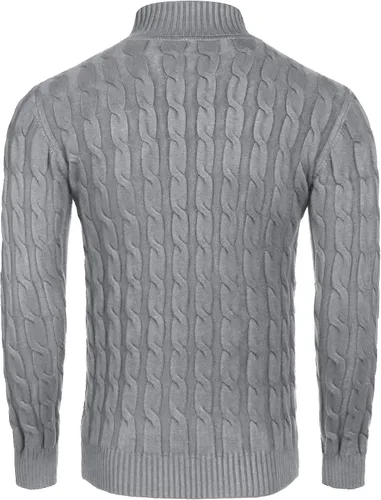 Vista 3 de Suéter COOFANDY ajustado de tejido trenzado para hombre de cuello alto sin botones